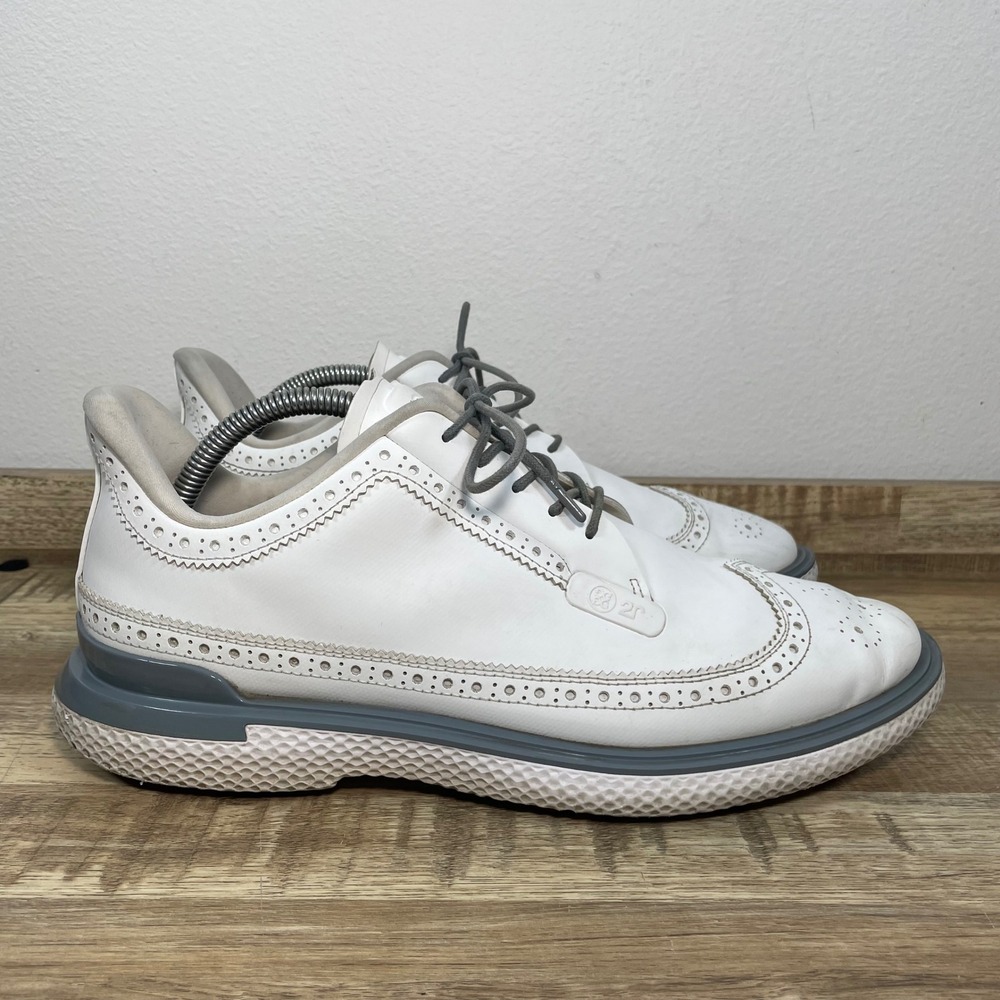 G/FORE Mens Gallivan2r Longwing Spikeless Golf Shoes 10.5 White Grey GMF000065